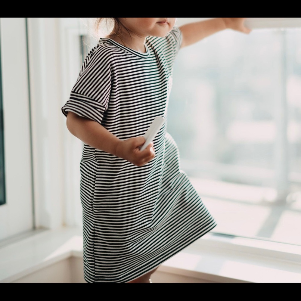 Cotton Striped T-Shirt Pocket Dress Toddler 3